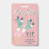 Roller Skating Birthday Party Invitation VIP Badge (Voorzijde)