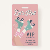 Roller Skating Birthday Party Invitation VIP Badge (Voorkant)