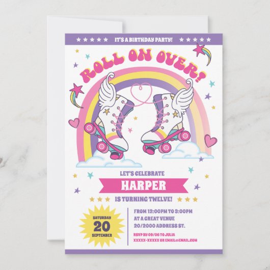 Roller Skating Birthday Party Kaart (Voorkant)