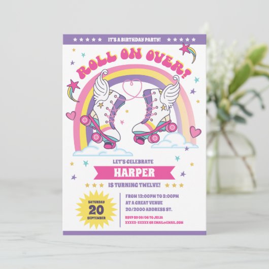 Roller Skating Birthday Party Kaart (Staand voorkant)