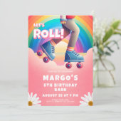 Roller Skating Birthday Party Kaart (Staand voorkant)