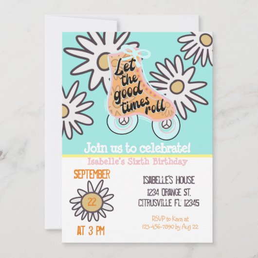 Roller Skating Birthday Party Kaart (Voorkant)