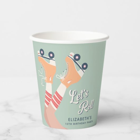 Roller Skating Birthday Party Papieren Bekers (Voorkant)