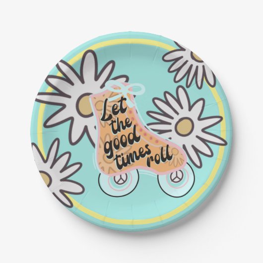 Roller Skating Birthday Party Papieren Bordje (Voorkant)