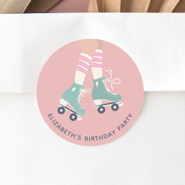 Roller Skating Birthday Party Ronde Sticker
