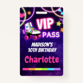 Roller Skating Birthday VIP Pass Lanyard Badge (Voorkant)