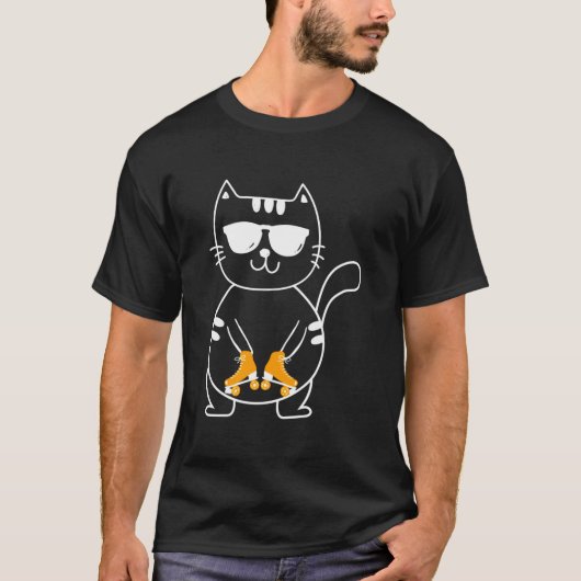 Roller Skating Cat Skater Roller Skates Roller Ska T-shirt (Voorkant)