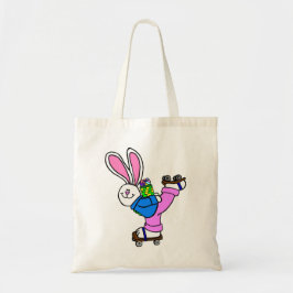 Roller Skating Easter Bunny met mand eieren Tote Bag