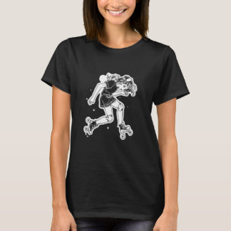 Roller Skating Girl Cartoon Look for Girls T-shirt
