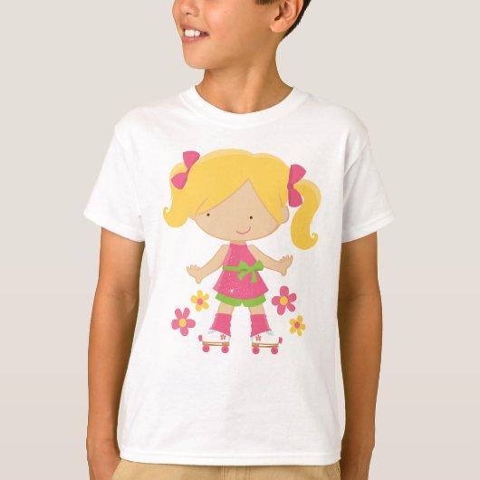Roller Skating Girl Cute Skater Kinder T-shirt (Voorkant)