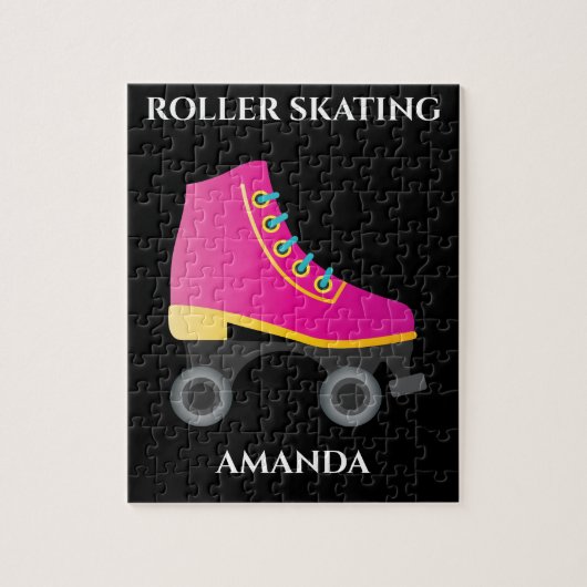 Roller skating girl puzzel met de naam van het kin (Verticaal)