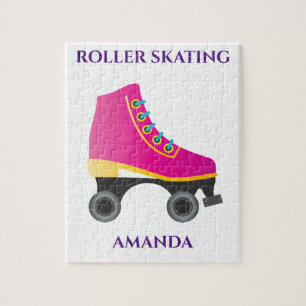 Roller skating girl puzzel met de naam van het kin