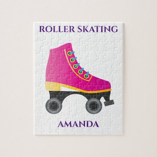 Roller skating girl puzzel met de naam van het kin (Verticaal)