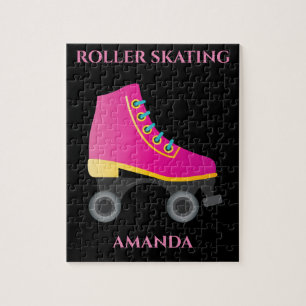 Roller skating girl puzzel met de naam van het kin legpuzzel
