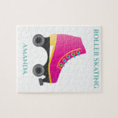 Roller skating girl puzzel met de naam van het kin legpuzzel (Horizontaal)