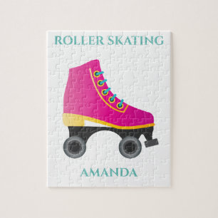 Roller skating girl puzzel met de naam van het kin legpuzzel
