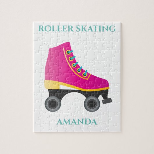 Roller skating girl puzzel met de naam van het kin legpuzzel (Verticaal)