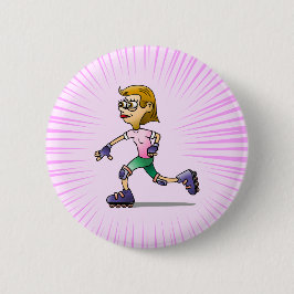 Roller Skating Girl Ronde Button 5,7 Cm
