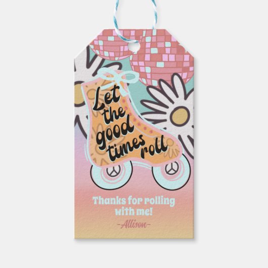 Roller Skating Girls Birthday Party Cadeaulabel (Voorkant)