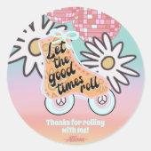 Roller Skating Girls Birthday Ronde Sticker (Voorkant)