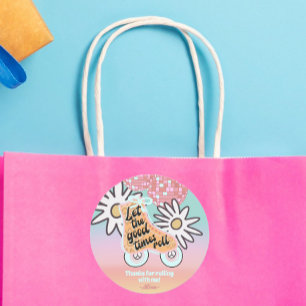 Roller Skating Girls Birthday Ronde Sticker