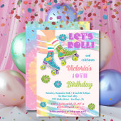 Roller Skating Retro Glitter Hippie Birthday Kaart