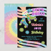 Roller Skating Retro Glitter Hippie Birthday Kaart (Voorkant / Achterkant)