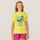 Roller Skating T-rex in Love T-shirt (Voorkant volledig)