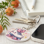 Roller Sparkle – Kawaii Pastel Skate Sleutelhanger (Voorkant Rechts)