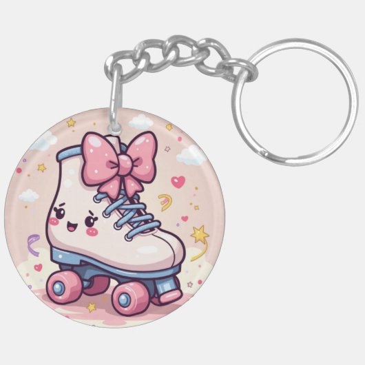 Roller Sparkle – Kawaii Pastel Skate Sleutelhanger (Achterkant Links)