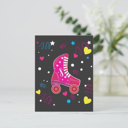 Rollerblade Roze Roller Skates Roller Skeen Briefkaart (Staand voorkant)