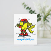 Rollerblade Vis grappige Schaatsen cartoon Briefkaart (Staand voorkant)