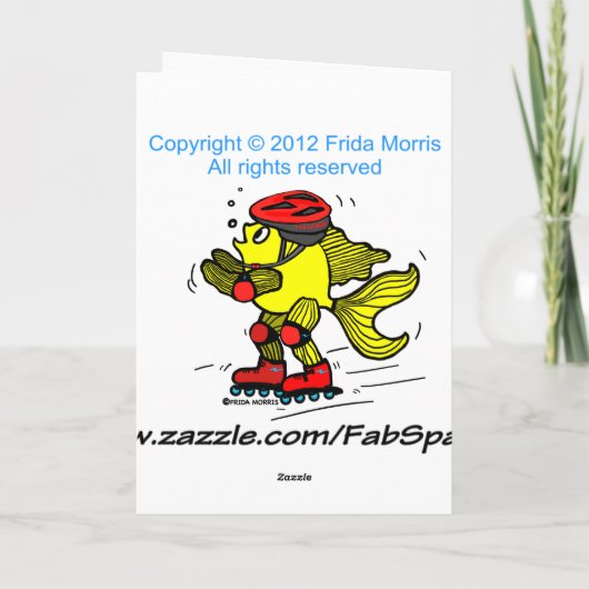 Rollerblade Vis grappige Schaatsen cartoon Kaart (Achterkant)