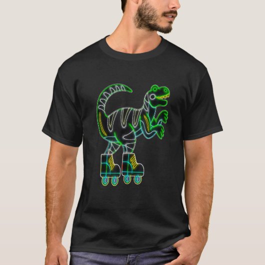Rollerblades Schaats Dinosaur Skater Trex Rollerbl T-shirt (Voorkant)