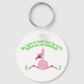 Rollerblading Flamingo Sleutelhanger (Voorkant)