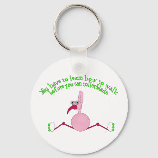 Rollerblading Flamingo Sleutelhanger
