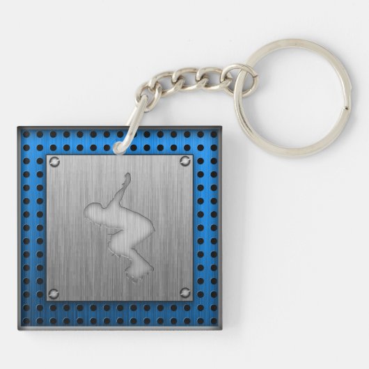 Rollerblading, geborgen metaal sleutelhanger (Achterkant)