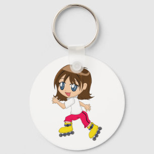 Rollerblading Girl-Sleutelhanger Sleutelhanger