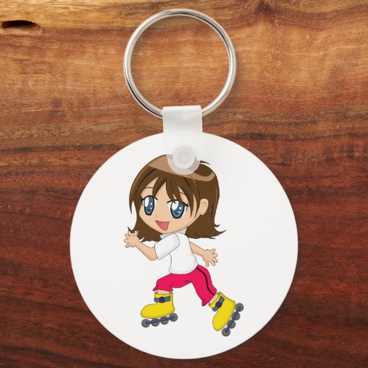 Rollerblading Girl-Sleutelhanger Sleutelhanger (Voorkant)