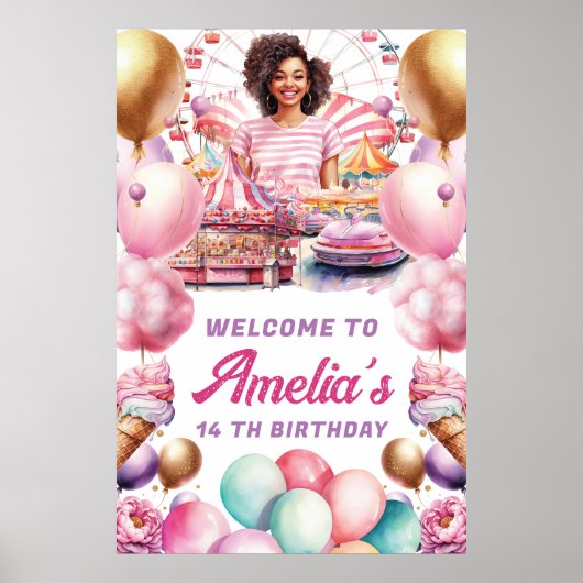 Rollercoaster Party Afrikaans Amerikaans Welkomstb Poster (Voorkant)