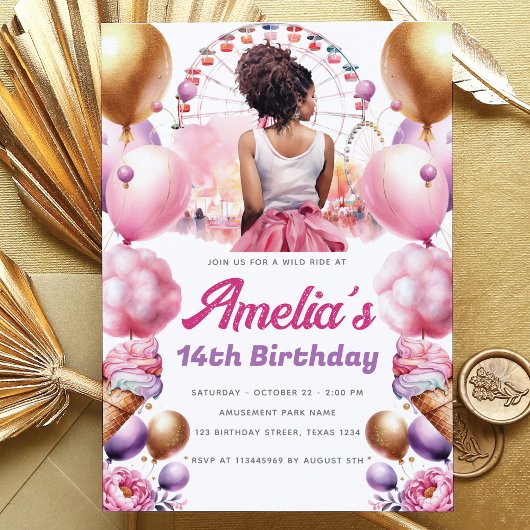 Rollercoaster Party Afro-Amerikaans Custom Kaart