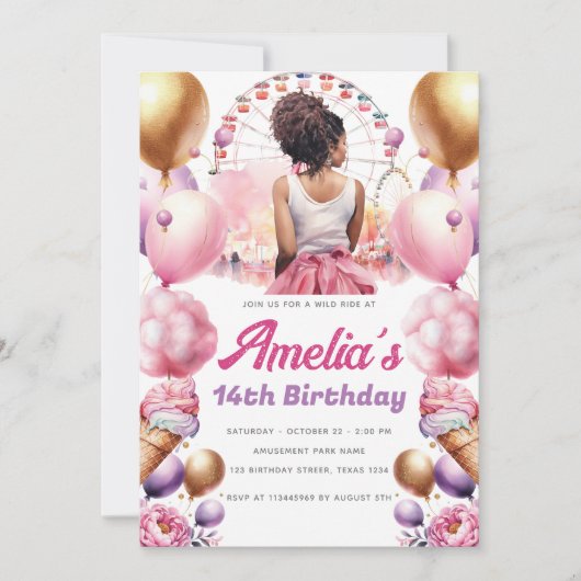 Rollercoaster Party Afro-Amerikaans Custom Kaart (Voorkant)