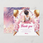 Rollercoaster Party Afro-Amerikaanse Waterverf Bedankkaart (Voorkant / Achterkant)