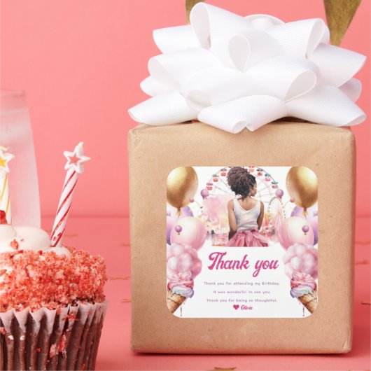 Rollercoaster Party Afro-Amerikaanse Waterverf Vierkante Sticker (Feest)