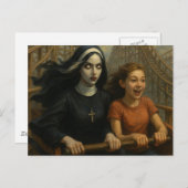 Rollercoaster rijdt angstaanjagende non en kind briefkaart (Voorkant / Achterkant)