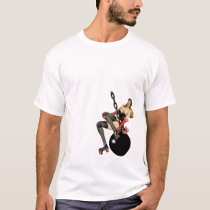 Rollergirl op een Wrecking Ball T-shirt