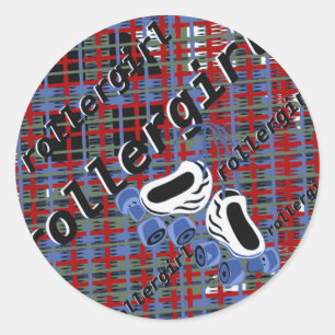 RollerGirl plaid aanvalshelm Ronde Sticker