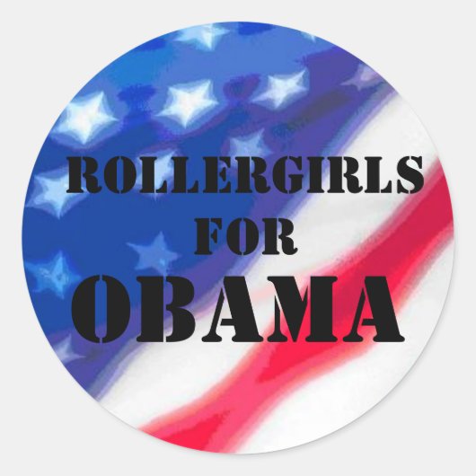 Rollergirls voor Obama - stencil & vlag Ronde Sticker (Voorkant)
