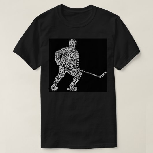 Rollerhockey Player Word Art, inline Hockey Typog T-shirt (Design voorkant)