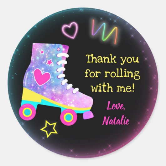 Rollers Schaats Skating Birthday Stickers Labels (Voorkant)